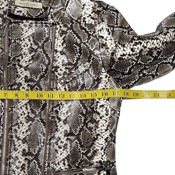 Erre DE RASO Faux Leather Snake Print Moto Jacket - Picture 3 of 11